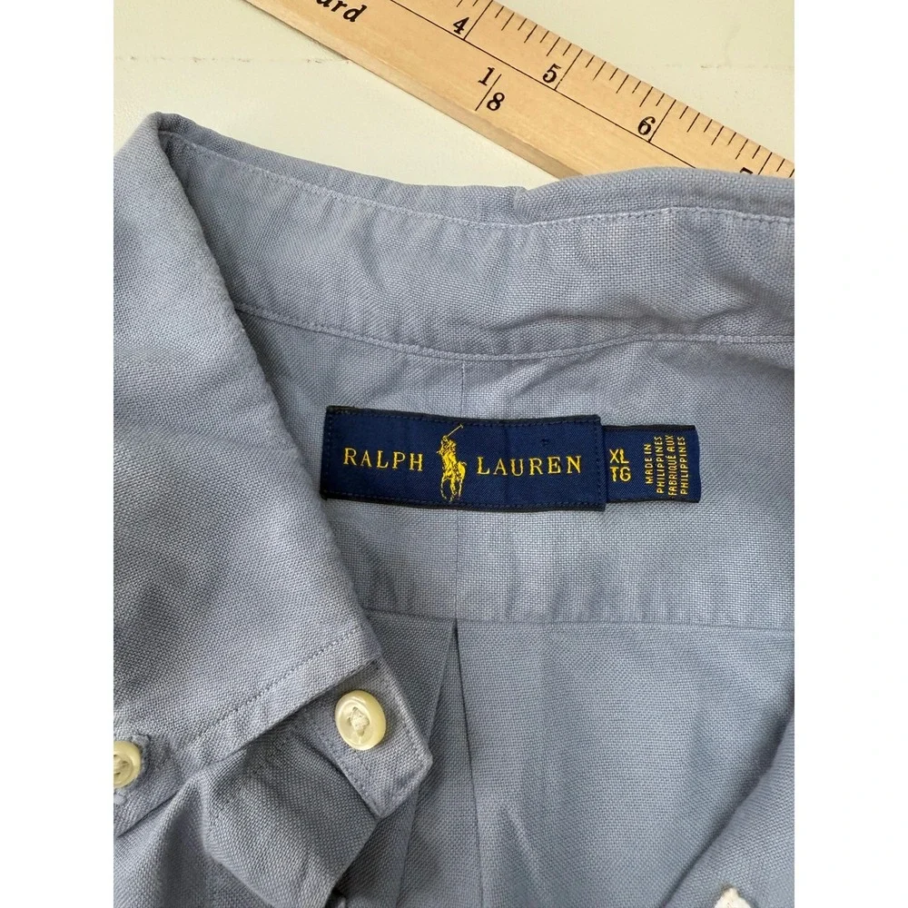Ralph Lauren Blue Cotton Oxford Button Down Shirt Long Sleeve Mens XL - Picture 2 of 9
